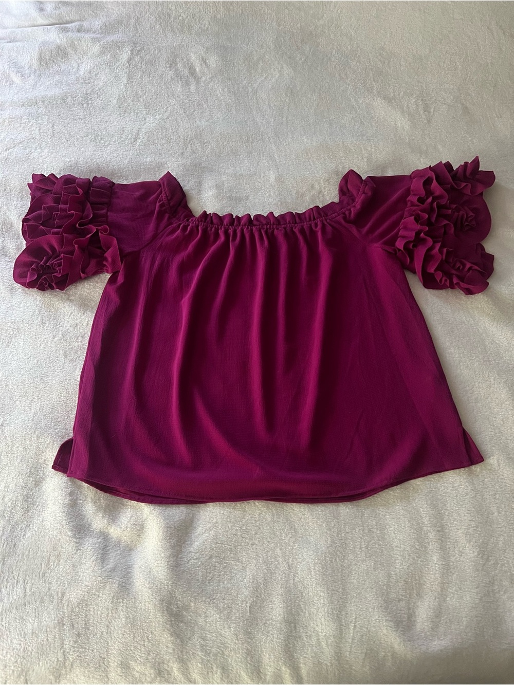 Vince Camuto Plum-Pink Off-Shoulder Ruffle Sleeve Blouse